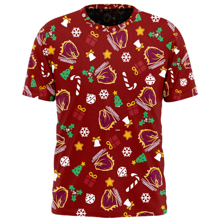 NRL Brisbane Broncos Christmas | Custom Name & Number | Hoodie/Zip/T-Shirt/Knitted Sweaters/Polo