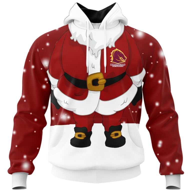 NRL Brisbane Broncos Christmas | Custom Name & Number | Hoodie/Zip/T-Shirt/Knitted Sweaters/Polo