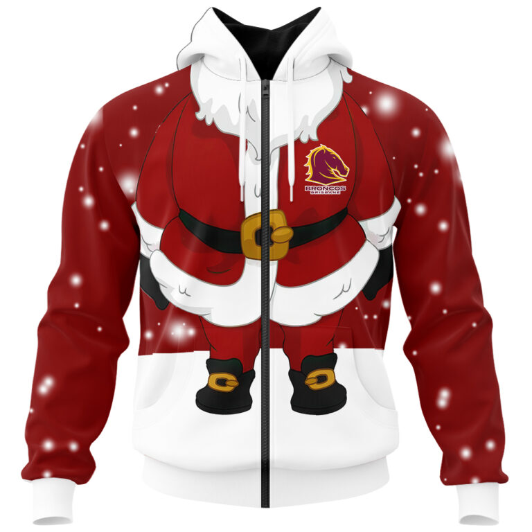 NRL Brisbane Broncos Christmas | Custom Name & Number | Hoodie/Zip/T-Shirt/Knitted Sweaters/Polo