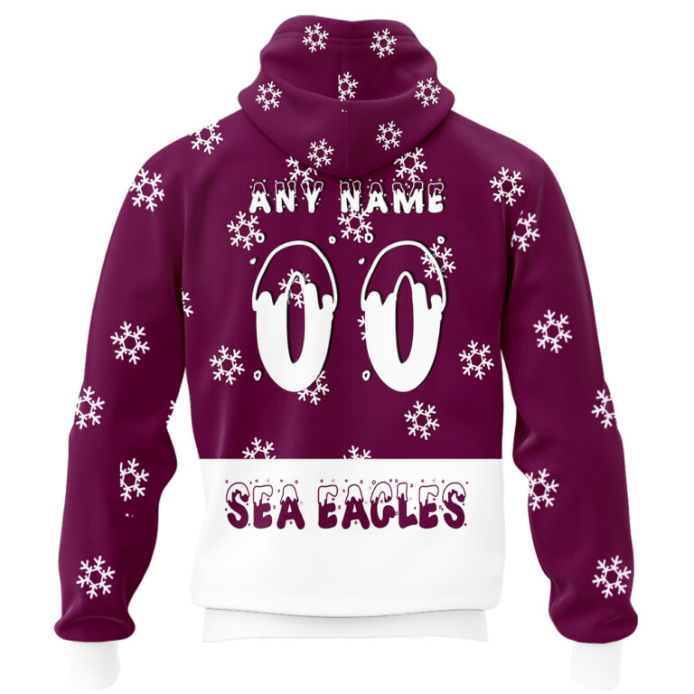 NRL Manly Warringah Sea Eagles Christmas | Custom Name & Number | Hoodie/Zip/T-Shirt/Knitted Sweaters/Polo