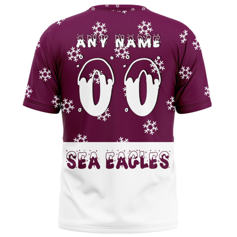 NRL Manly Warringah Sea Eagles Christmas | Custom Name & Number | Hoodie/Zip/T-Shirt/Knitted Sweaters/Polo