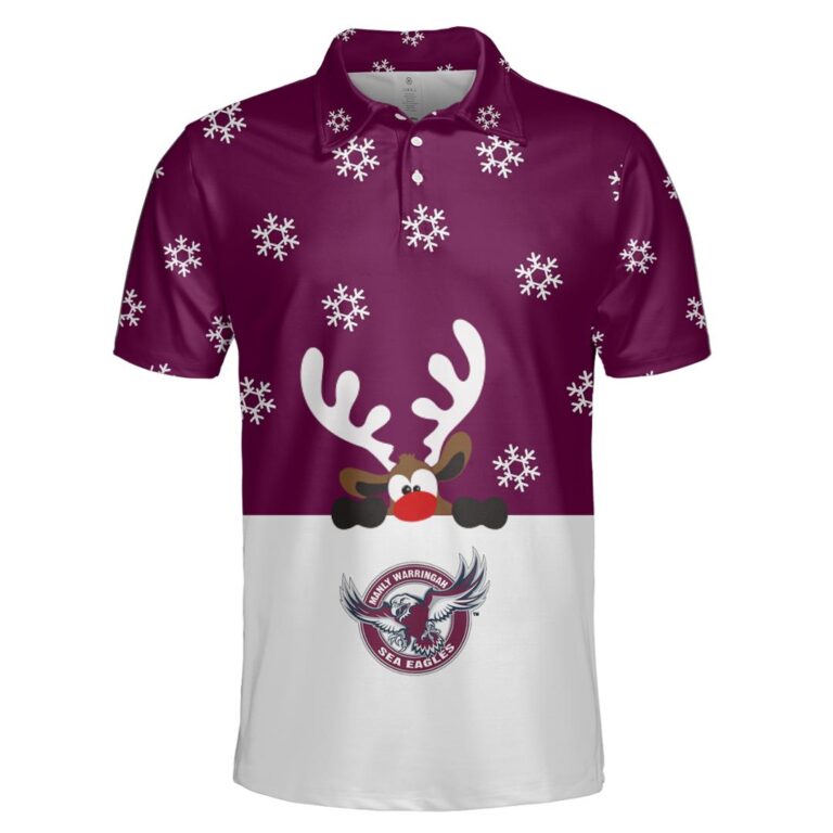 NRL Manly Warringah Sea Eagles Christmas | Custom Name & Number | Hoodie/Zip/T-Shirt/Knitted Sweaters/Polo