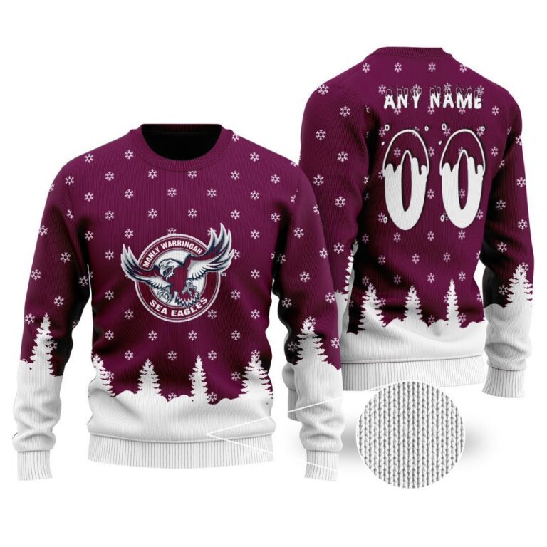 NRL Manly Warringah Sea Eagles Christmas Kid Kid Hoodie/Zip/T-Shirt/Polo/Knitted Sweaters/Long Paint