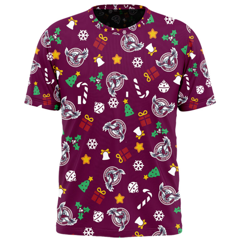 NRL Manly Warringah Sea Eagles Christmas | Custom Name & Number | Hoodie/Zip/T-Shirt/Knitted Sweaters/Polo