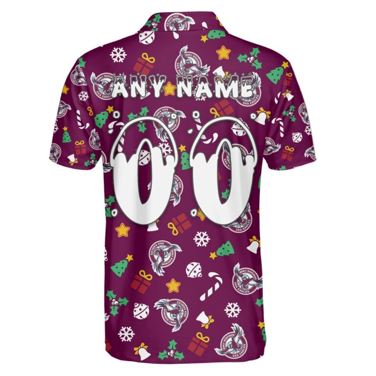 NRL Manly Warringah Sea Eagles Christmas | Custom Name & Number | Hoodie/Zip/T-Shirt/Knitted Sweaters/Polo