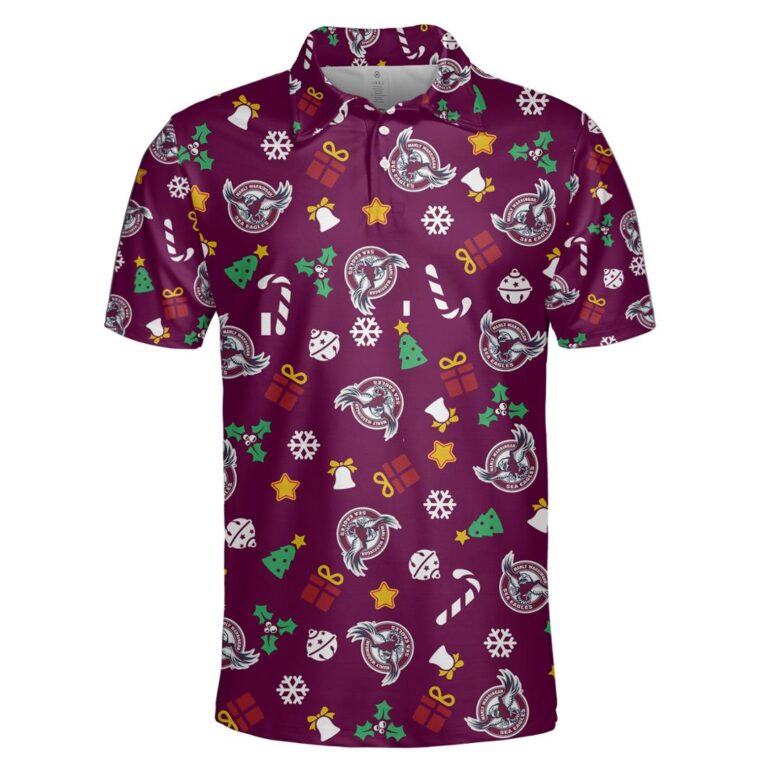 NRL Manly Warringah Sea Eagles Christmas | Custom Name & Number | Hoodie/Zip/T-Shirt/Knitted Sweaters/Polo