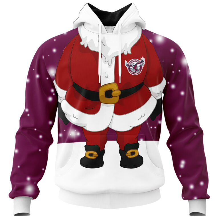 NRL Manly Warringah Sea Eagles Christmas | Custom Name & Number | Hoodie/Zip/T-Shirt/Knitted Sweaters/Polo