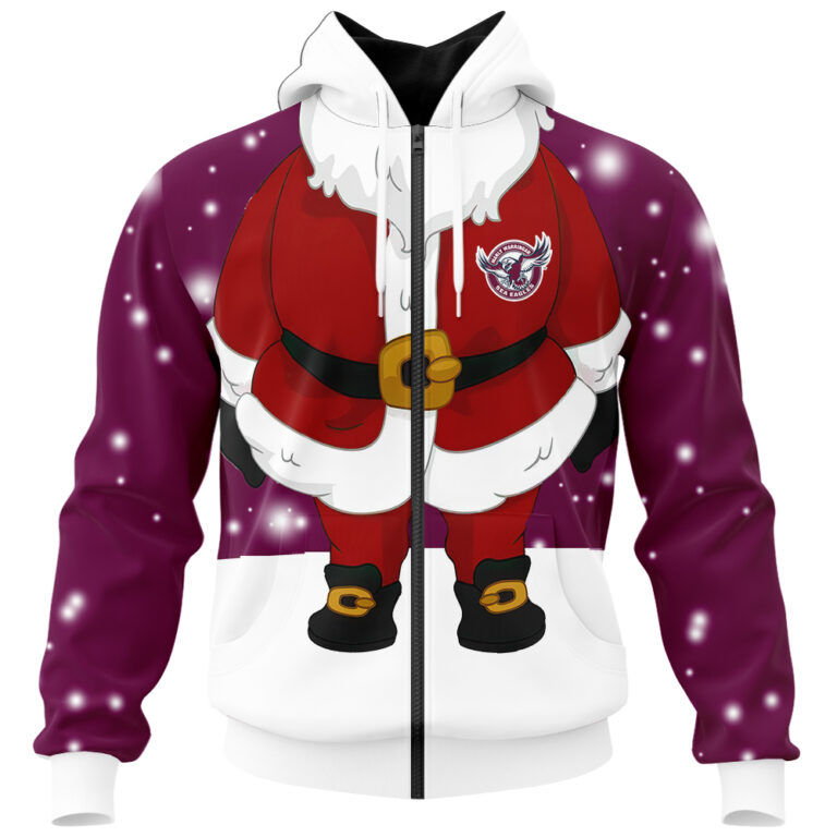 NRL Manly Warringah Sea Eagles Christmas | Custom Name & Number | Hoodie/Zip/T-Shirt/Knitted Sweaters/Polo