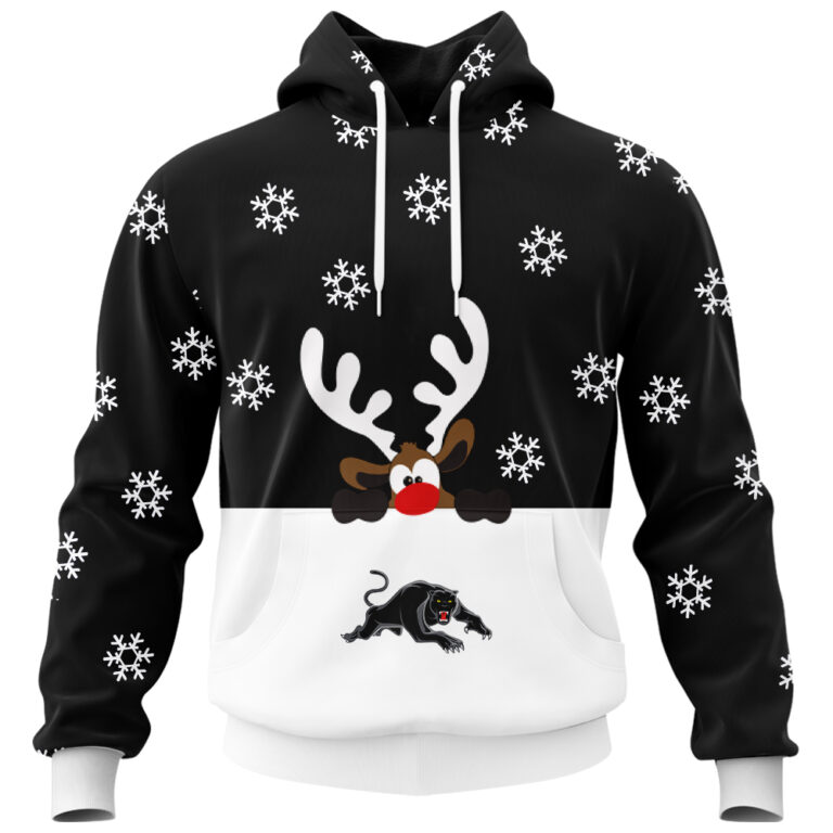 NRL Penrith Panthers Christmas | Custom Name & Number | Hoodie/Zip/T-Shirt/Knitted Sweaters/Polo