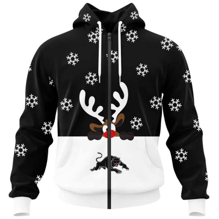 NRL Penrith Panthers Christmas | Custom Name & Number | Hoodie/Zip/T-Shirt/Knitted Sweaters/Polo