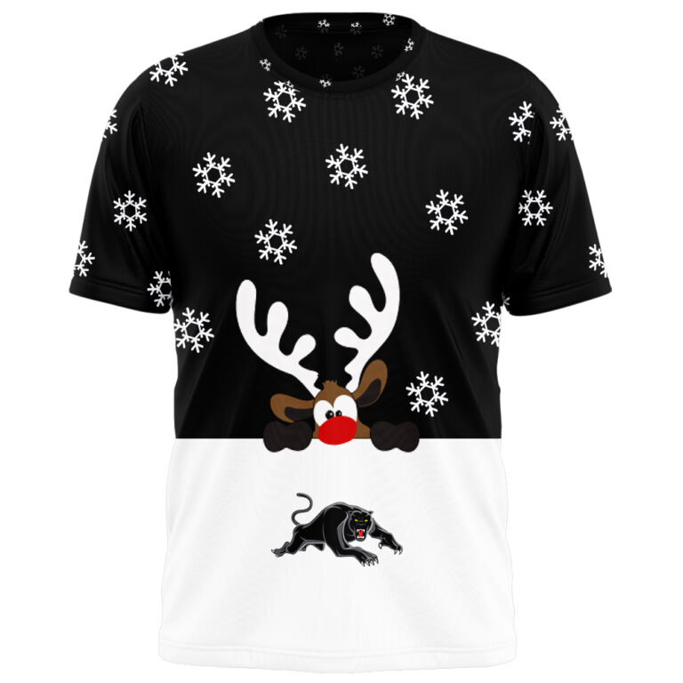 NRL Penrith Panthers Christmas | Custom Name & Number | Hoodie/Zip/T-Shirt/Knitted Sweaters/Polo