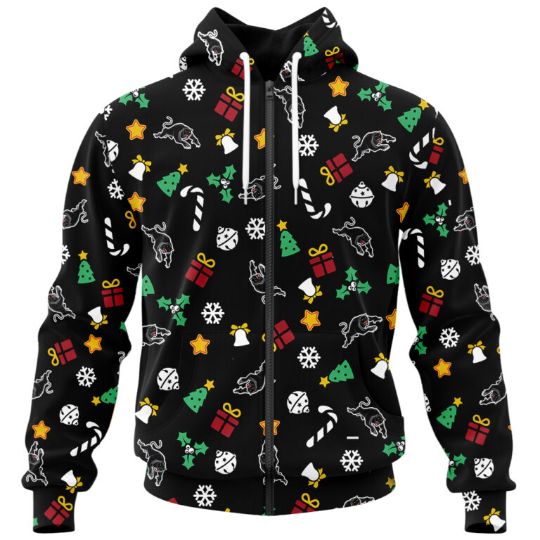 NRL Penrith Panthers Christmas | Custom Name & Number | Hoodie/Zip/T-Shirt/Knitted Sweaters/Polo
