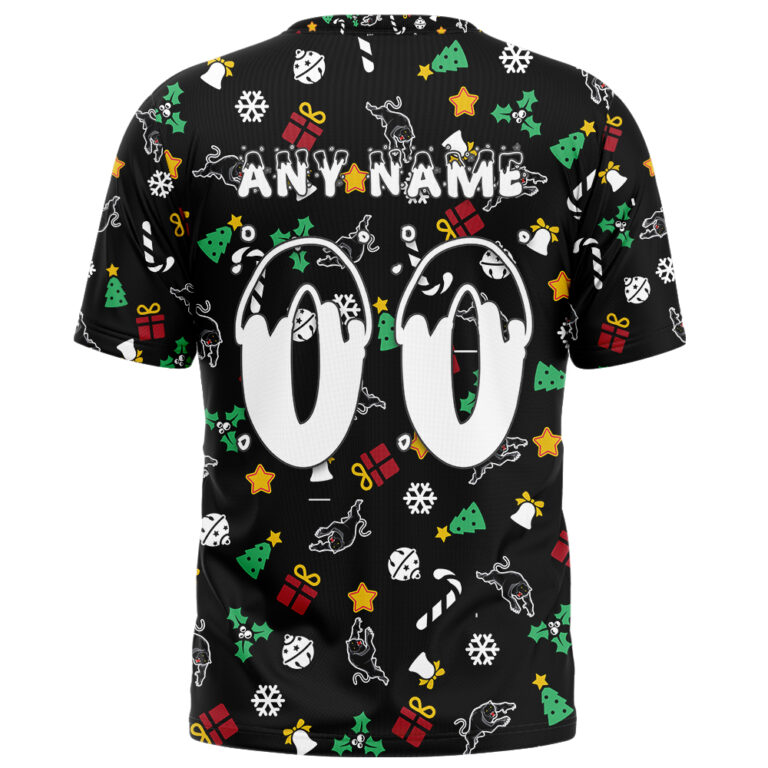 NRL Penrith Panthers Christmas | Custom Name & Number | Hoodie/Zip/T-Shirt/Knitted Sweaters/Polo