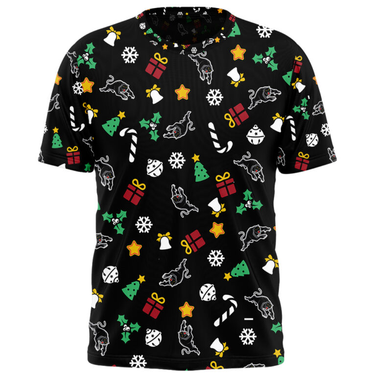 NRL Penrith Panthers Christmas | Custom Name & Number | Hoodie/Zip/T-Shirt/Knitted Sweaters/Polo