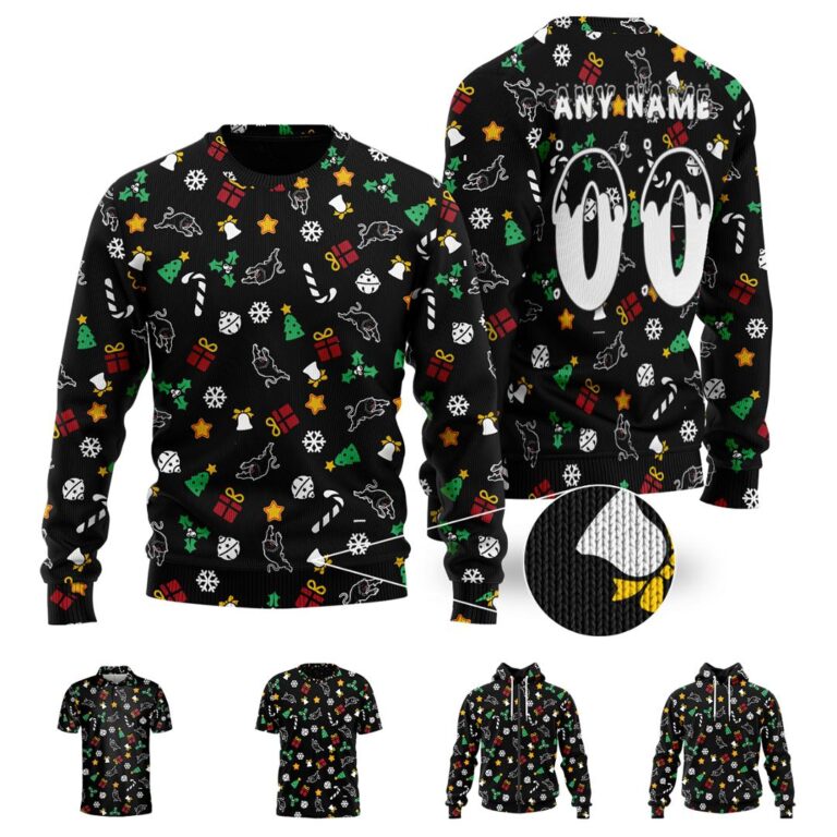 NRL Penrith Panthers Christmas | Custom Name & Number | Hoodie/Zip/T-Shirt/Knitted Sweaters/Polo