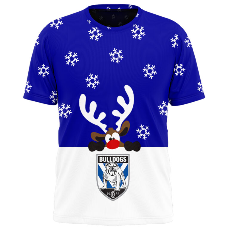 NRL Canterbury Bankstown Bulldogs Christmas | Custom Name & Number | Hoodie/Zip/T-Shirt/Knitted Sweaters/Polo