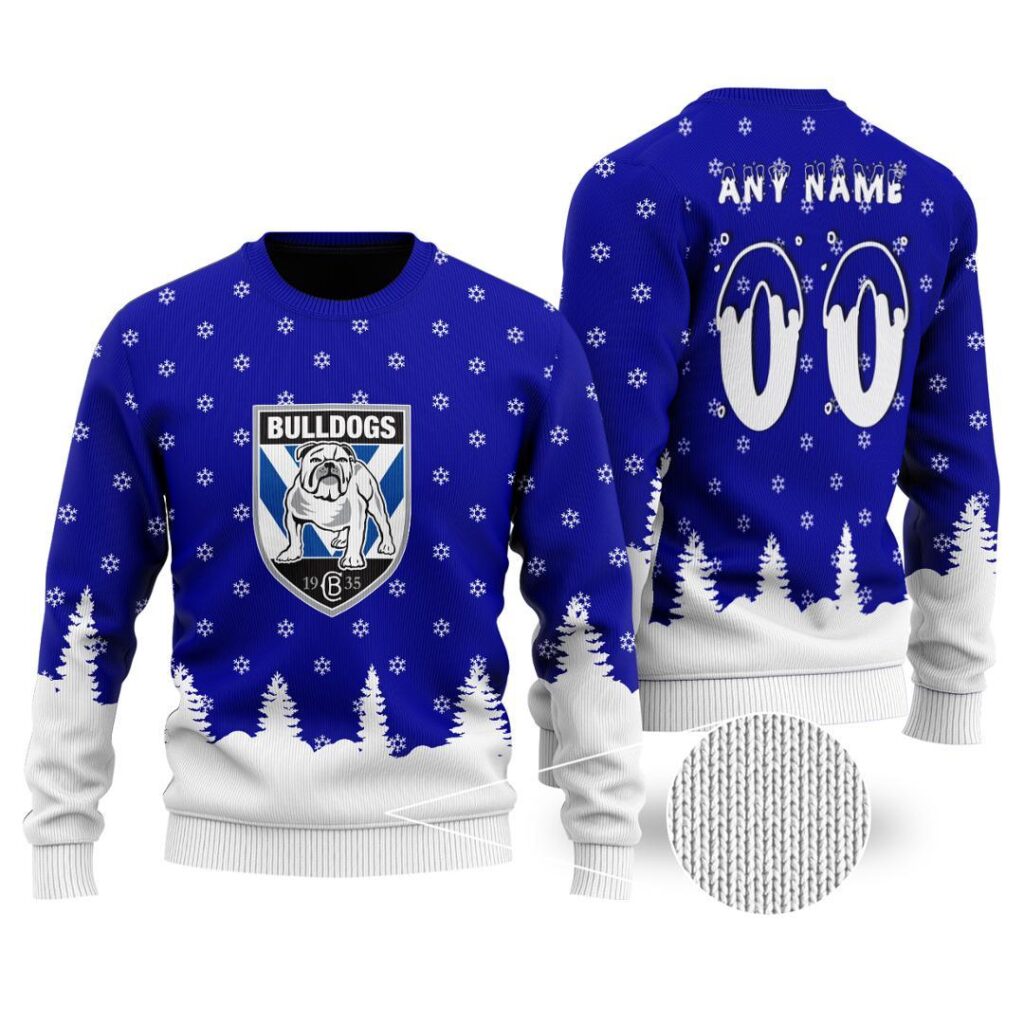 NRL Canterbury Bankstown Bulldogs Christmas Kid Kid Hoodie/Zip/T-Shirt/Polo/Knitted Sweaters/Long Paint