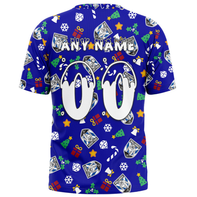 NRL Canterbury Bankstown Bulldogs Christmas | Custom Name & Number | Hoodie/Zip/T-Shirt/Knitted Sweaters/Polo