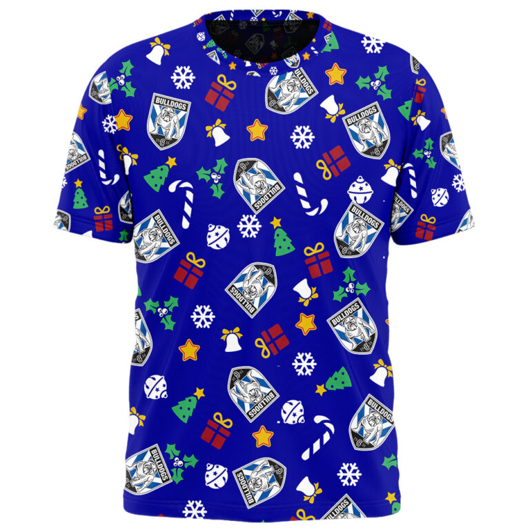 NRL Canterbury Bankstown Bulldogs Christmas | Custom Name & Number | Hoodie/Zip/T-Shirt/Knitted Sweaters/Polo