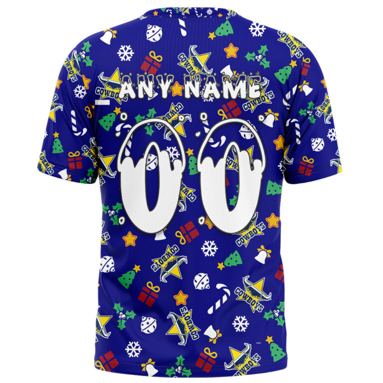 NRL North Queensland Cowboys Christmas | Custom Name & Number | Hoodie/Zip/T-Shirt/Knitted Sweaters/Polo