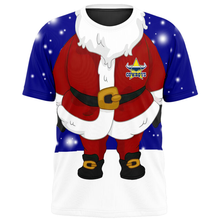 NRL North Queensland Cowboys Christmas | Custom Name & Number | Hoodie/Zip/T-Shirt/Knitted Sweaters/Polo