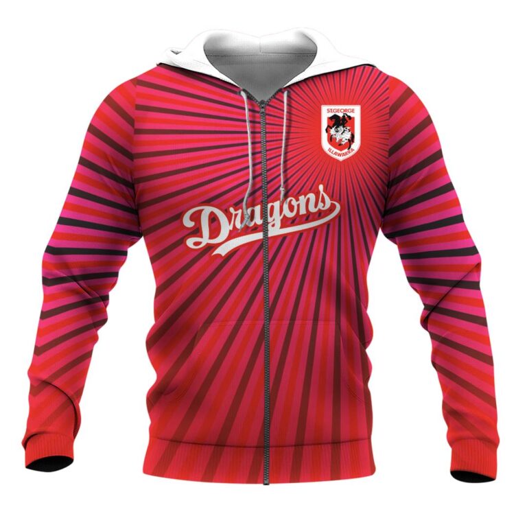 NRL St George Illawarra Dragons . | Cuom Name & Number | Hoodie/Zip/T-Shirt/Long Sleeve
