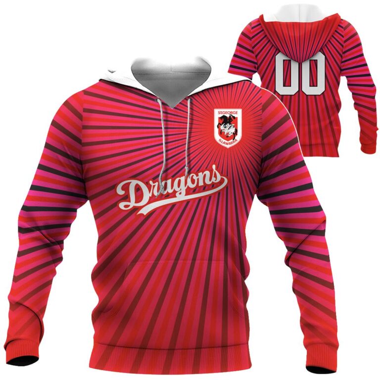 NRL St George Illawarra Dragons . | Cuom Name & Number | Hoodie/Zip/T-Shirt/Long Sleeve