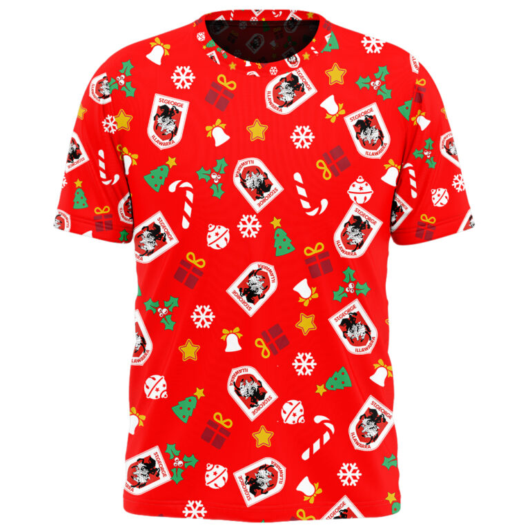 NRL St. George Illawarra Dragons Christmas | Custom Name & Number | Hoodie/Zip/T-Shirt/Knitted Sweaters/Polo