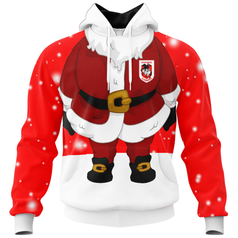 NRL St. George Illawarra Dragons Christmas | Custom Name & Number | Hoodie/Zip/T-Shirt/Knitted Sweaters/Polo