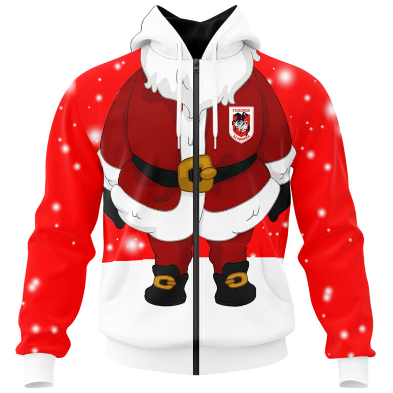 NRL St. George Illawarra Dragons Christmas | Custom Name & Number | Hoodie/Zip/T-Shirt/Knitted Sweaters/Polo