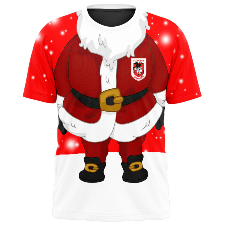 NRL St. George Illawarra Dragons Christmas | Custom Name & Number | Hoodie/Zip/T-Shirt/Knitted Sweaters/Polo