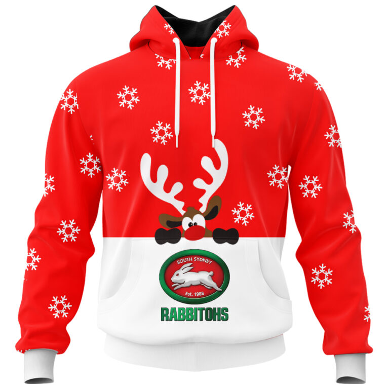NRL South Sydney Rabbitohs Christmas | Custom Name & Number | Hoodie/Zip/T-Shirt/Knitted Sweaters/Polo
