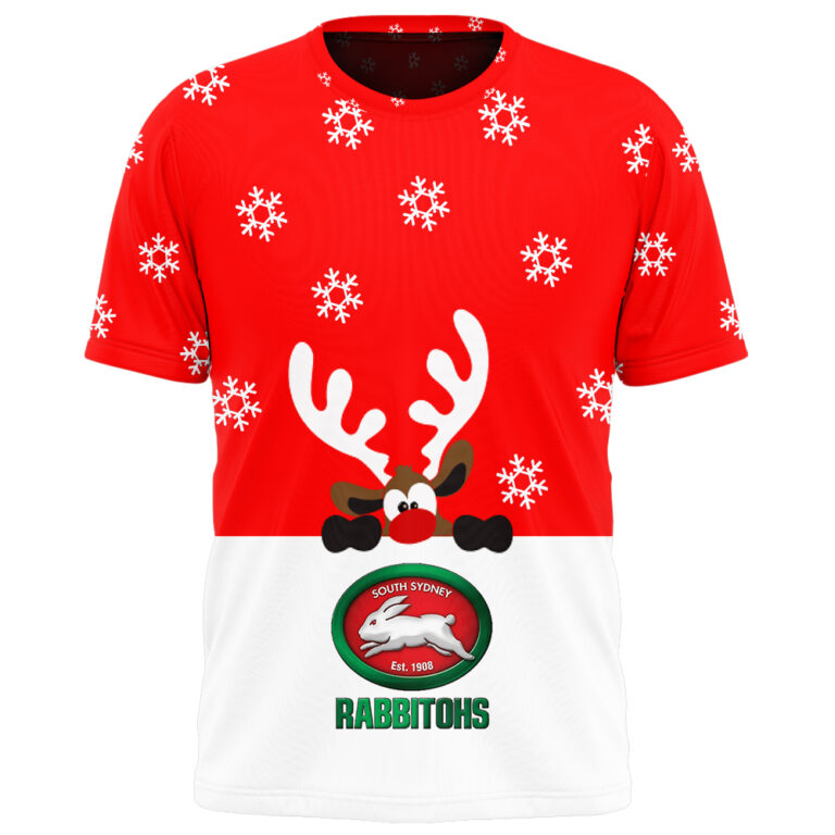 NRL South Sydney Rabbitohs Christmas | Custom Name & Number | Hoodie/Zip/T-Shirt/Knitted Sweaters/Polo