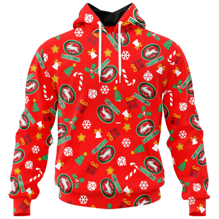 NRL South Sydney Rabbitohs Christmas | Custom Name & Number | Hoodie/Zip/T-Shirt/Knitted Sweaters/Polo