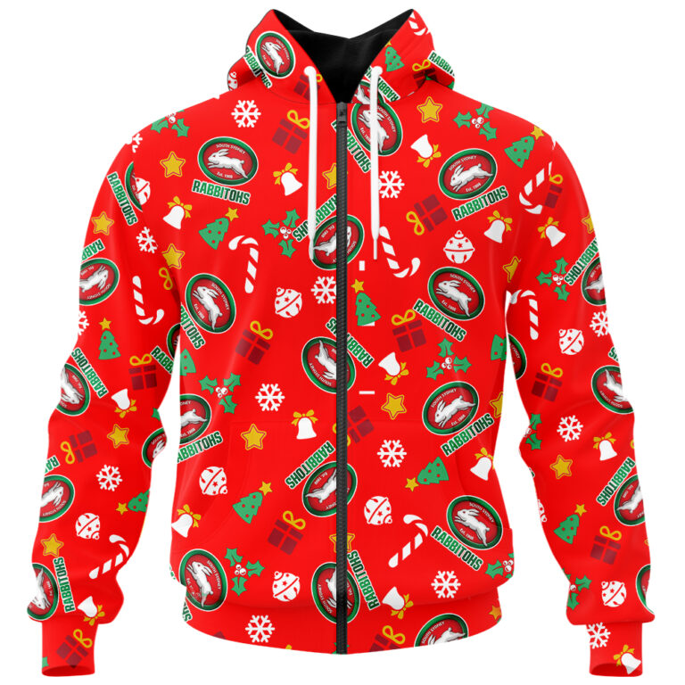 NRL South Sydney Rabbitohs Christmas | Custom Name & Number | Hoodie/Zip/T-Shirt/Knitted Sweaters/Polo