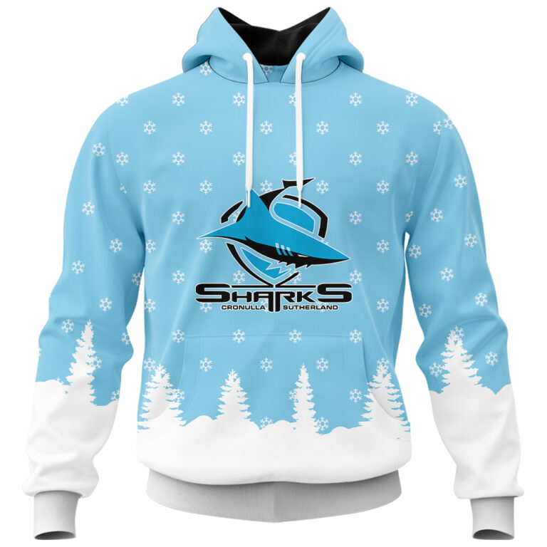 NRL Cronulla Sutherland Sharks Christmas Kid Kid Hoodie/Zip/T-Shirt/Polo/Knitted Sweaters/Long Paint