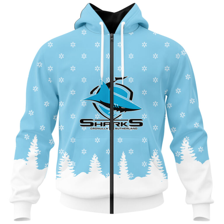 NRL Cronulla Sutherland Sharks Christmas Kid Kid Hoodie/Zip/T-Shirt/Polo/Knitted Sweaters/Long Paint