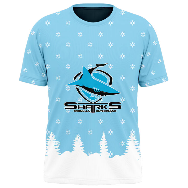 NRL Cronulla Sutherland Sharks Christmas Kid Kid Hoodie/Zip/T-Shirt/Polo/Knitted Sweaters/Long Paint