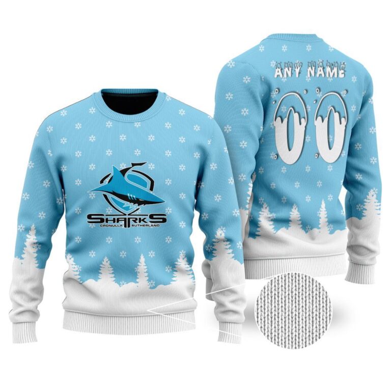 NRL Cronulla Sutherland Sharks Christmas Kid Kid Hoodie/Zip/T-Shirt/Polo/Knitted Sweaters/Long Paint