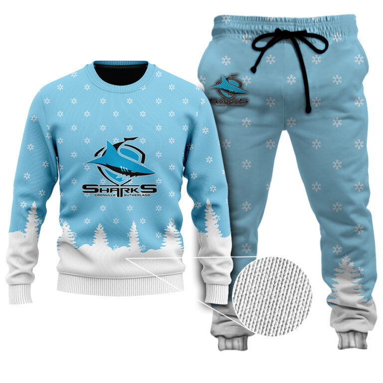 NRL Cronulla Sutherland Sharks Christmas Kid Kid Hoodie/Zip/T-Shirt/Polo/Knitted Sweaters/Long Paint