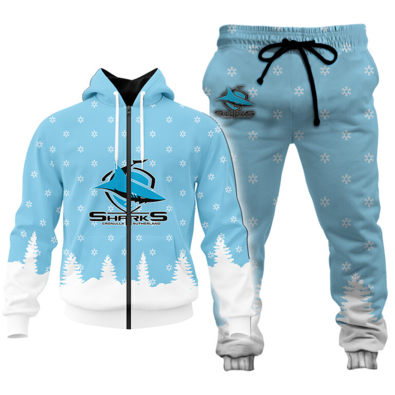 NRL Cronulla Sutherland Sharks Christmas Kid Kid Hoodie/Zip/T-Shirt/Polo/Knitted Sweaters/Long Paint