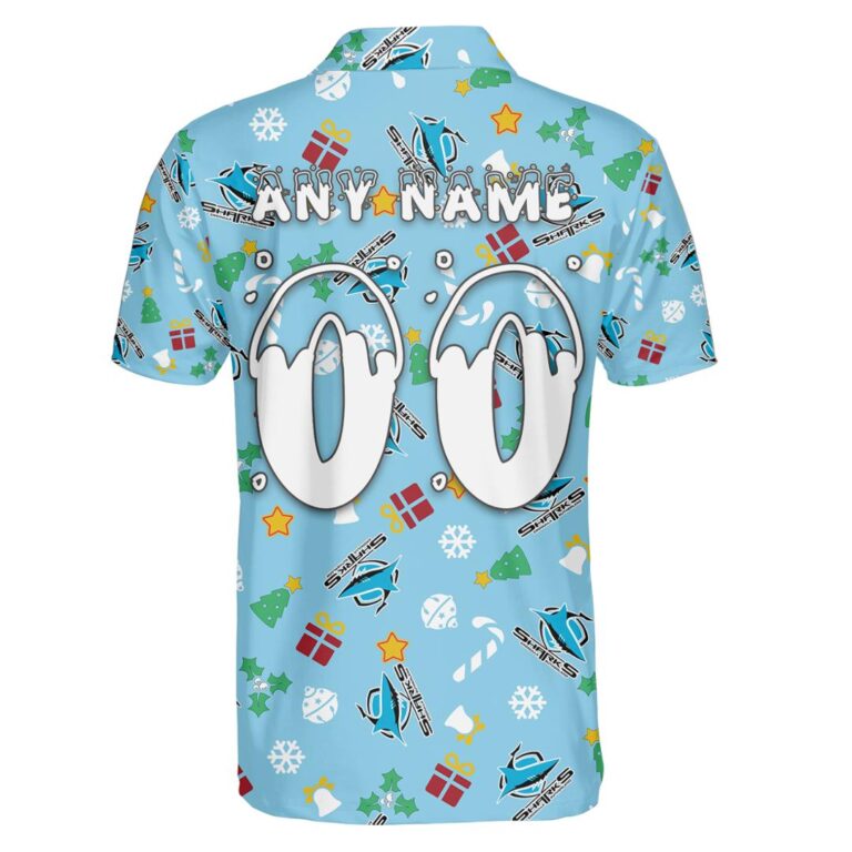 NRL Cronulla Sutherland Sharks Christmas | Custom Name & Number | Hoodie/Zip/T-Shirt/Knitted Sweaters/Polo