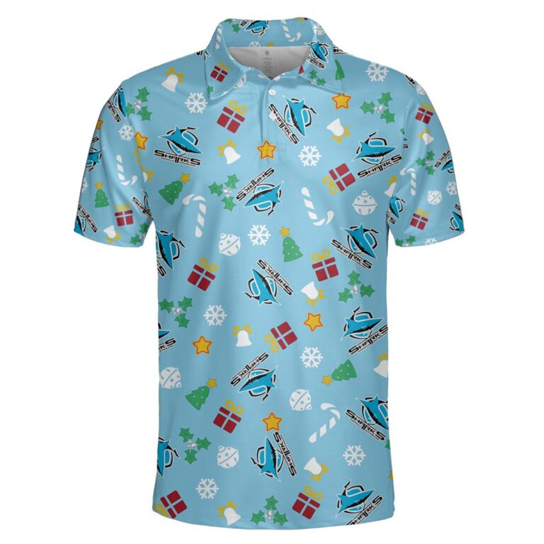 NRL Cronulla Sutherland Sharks Christmas | Custom Name & Number | Hoodie/Zip/T-Shirt/Knitted Sweaters/Polo