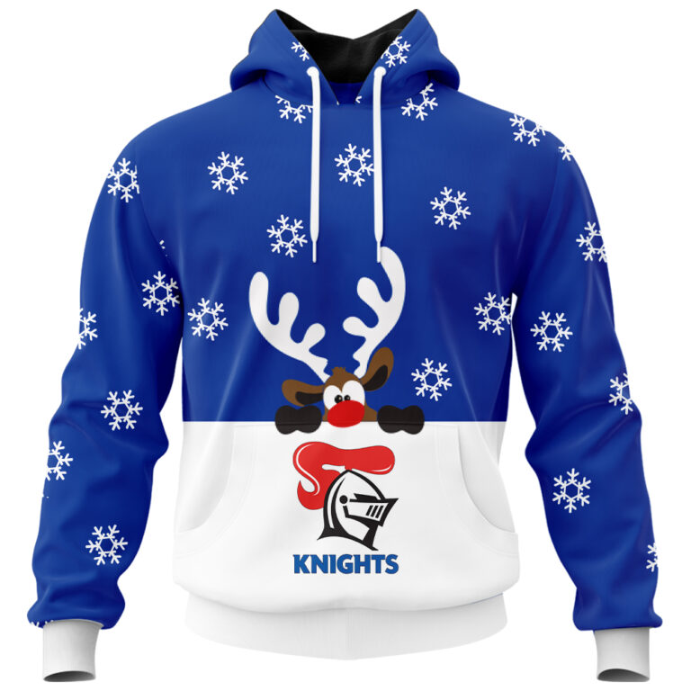 NRL Newcastle Knights Christmas | Custom Name & Number | Hoodie/Zip/T-Shirt/Knitted Sweaters/Polo