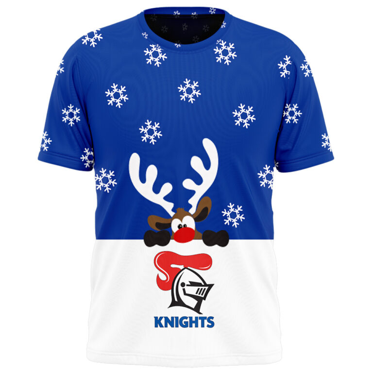NRL Newcastle Knights Christmas | Custom Name & Number | Hoodie/Zip/T-Shirt/Knitted Sweaters/Polo