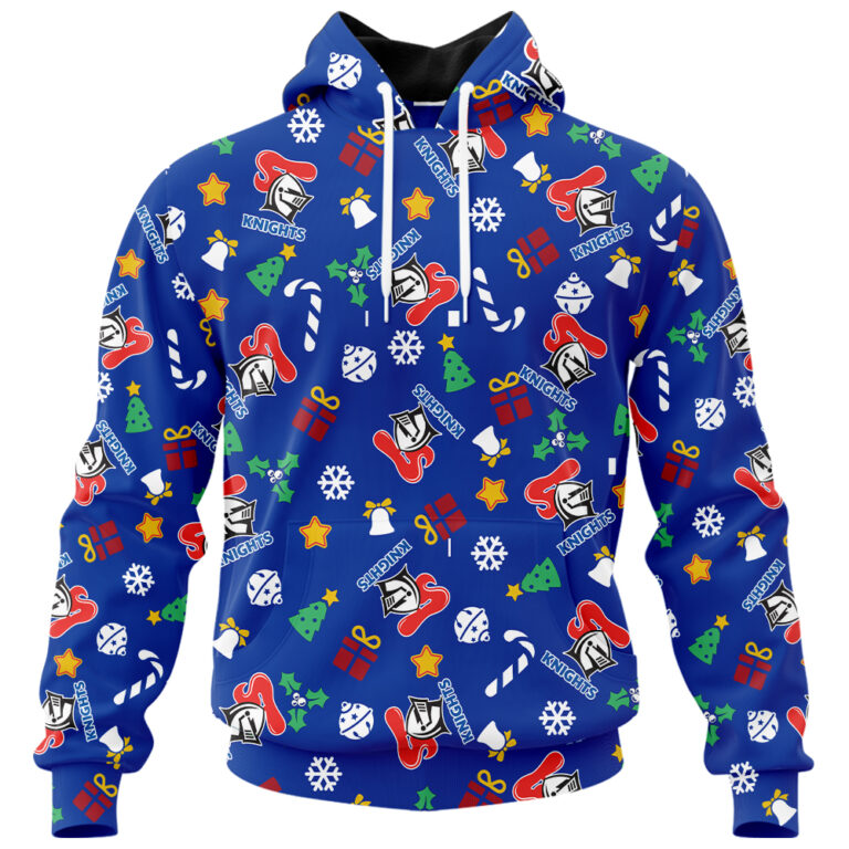 NRL Newcastle Knights Christmas | Custom Name & Number | Hoodie/Zip/T-Shirt/Knitted Sweaters/Polo