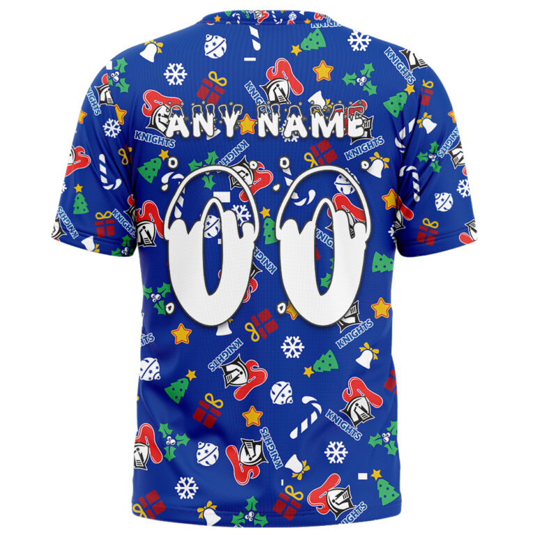 NRL Newcastle Knights Christmas | Custom Name & Number | Hoodie/Zip/T-Shirt/Knitted Sweaters/Polo