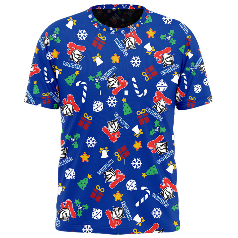 NRL Newcastle Knights Christmas | Custom Name & Number | Hoodie/Zip/T-Shirt/Knitted Sweaters/Polo