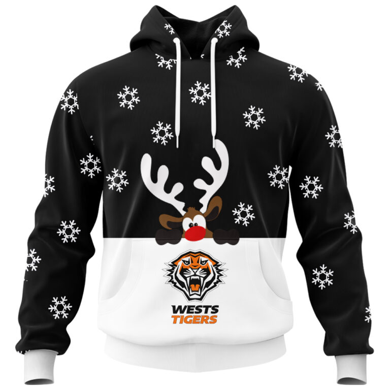 NRL Wests Tigers Christmas | Custom Name & Number | Hoodie/Zip/T-Shirt/Knitted Sweaters/Polo
