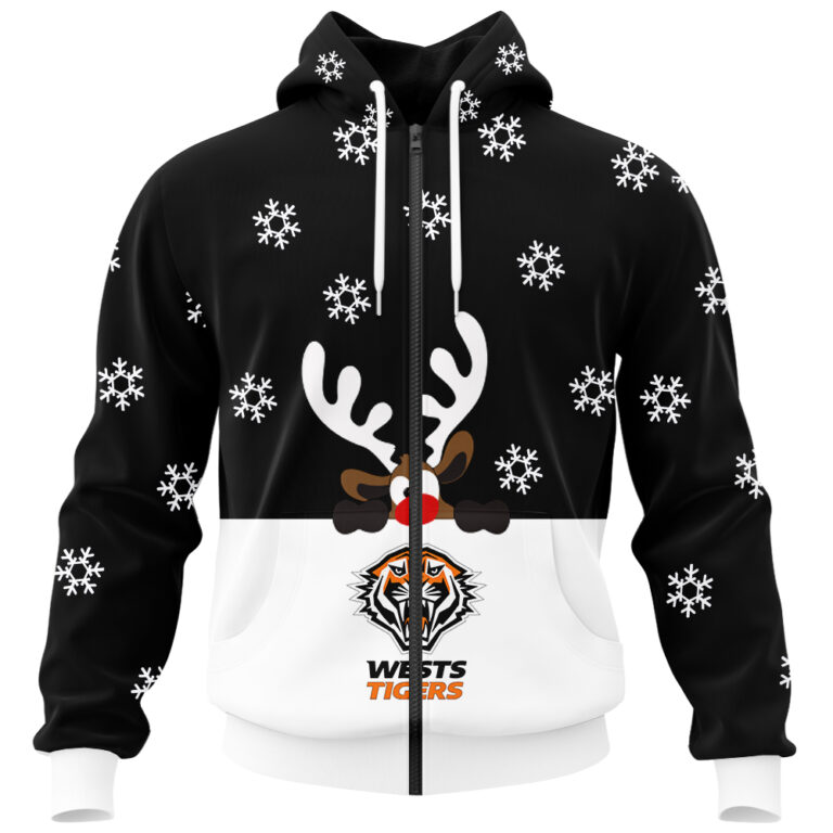NRL Wests Tigers Christmas | Custom Name & Number | Hoodie/Zip/T-Shirt/Knitted Sweaters/Polo